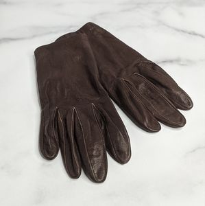 Vintage chocolate brown leather & nylon gloves